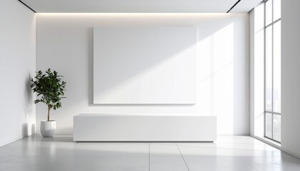 Realistic Lighting on Modern White Mockup Scene with Blank Space for Branding, Ideal for Elegant Visual Presentations