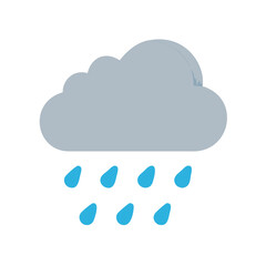 Minimalist rain cloud icon with stylized raindrops on a black background weather illustration