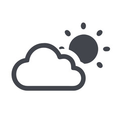 Flat Design Weather Icon of a Sun Partially Obscured by a Cloud, Minimalist Style