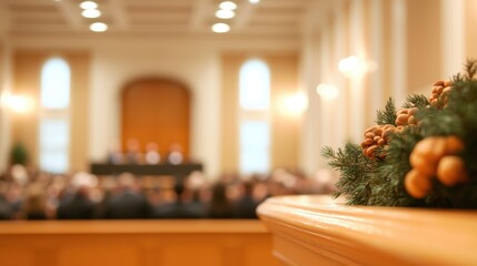 Seminar Seminar room filled with professionals listening to a speaker.