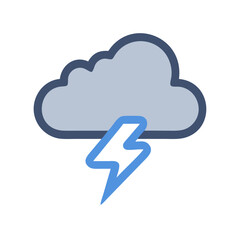 Stylized Cloud with Lightning Bolt Icon on Black Background for Weather Forecast