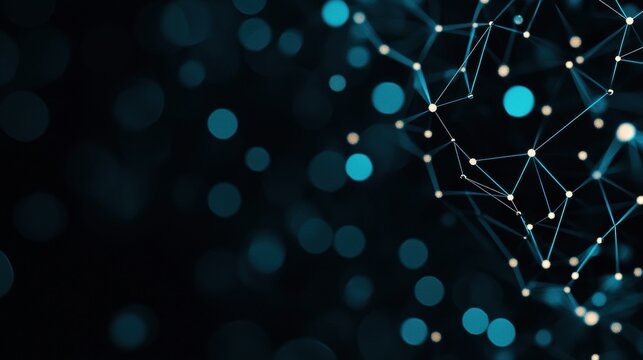 Big Data Digital interface with interconnected data points representing analytics and business intelligence.