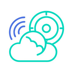 Digital Cloud Computing Network: Icon with wireless communication and data transmission technology