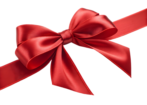 Vivid Red Satin Ribbon Bow 3 D Render Detailed Closeup Shiny Texture Elegant Drape Festive Decoration Gift Wrapping Element