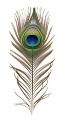 Obraz premium peacock feather on white background