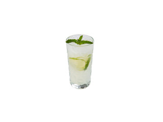 Mojito cocktail in a glass. Transparent