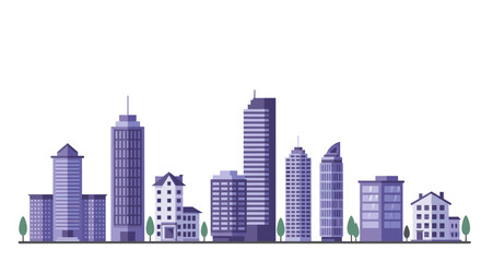 Obraz premium Modern cityscape with urban buildings in minimalist flat design