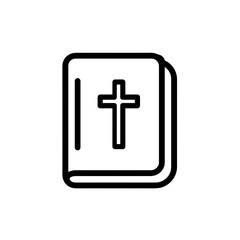 Minimalist Silhouette of a Holy Book with Cross Bible Icon 
