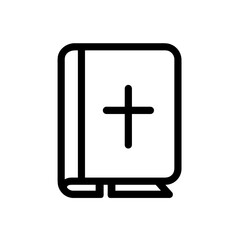 Minimalist Silhouette of a Holy Book with Cross Bible Icon 