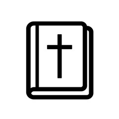 Obraz premium Minimalist Silhouette of a Holy Book with Cross Bible Icon 