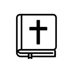 Fototapeta premium Minimalist Silhouette of a Holy Book with Cross Bible Icon 
