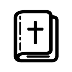 Minimalist Silhouette of a Holy Book with Cross Bible Icon 