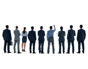 Group of business people silhouettes standing together in teamwork illustration Isolated on Transparent or White Background