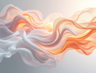 Flowing fabric swirls of orange and white with soft light