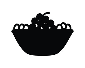 Simple Silhouette Illustration of Grapes in a Bowl for Food Concepts