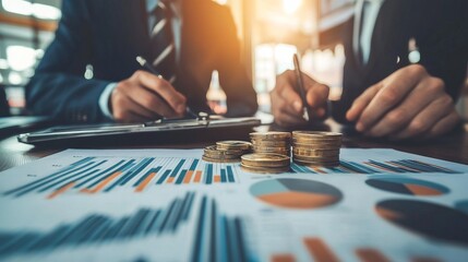 Businesspeople reviewing financial data