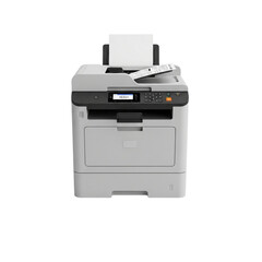Modern office multifunction printer copier scanner fax machine with paper output ready for use transparent background