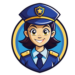 design logo vector cartoon icon mascot police woman
