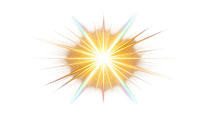 Fototapeta premium Bright radiant lens flare emanating from a center with starburst effect and light rays
