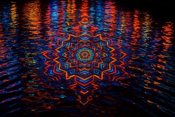 水面に反射する光の万華鏡アート