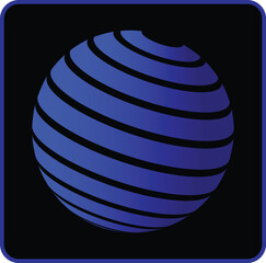 A modern, eye-catching striped globe icon suitable for technology platforms, digital marketing materials, and corporate identities emphasizing global reach and innovation.