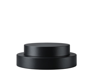 Modern Black Cylinder Podium with Soft Lighting, isolated on transparent background PNG
