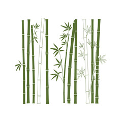 Obraz premium Green bamboo stalk illustration with leaves, perfect for a peaceful tropical forest design