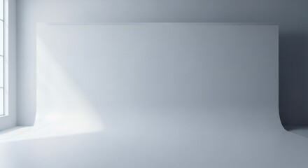 Minimalist studio backdrop with natural light and shadows offers a clean, modern canvas for product photography and creative content