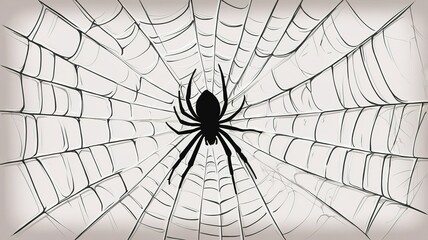 Obraz premium Spider web black and white vector illustration