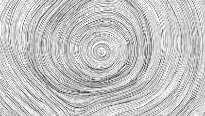 A black and white abstract pattern of concentric lines creating a swirling effect.