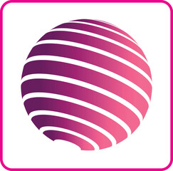 Abstract digital sphere with vibrant pink and purple gradient stripes. Perfect for technology, web, or creative business brands, apps, and presentations.