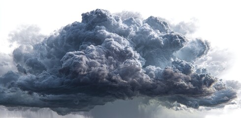 Immense dark cumulus cloud against white