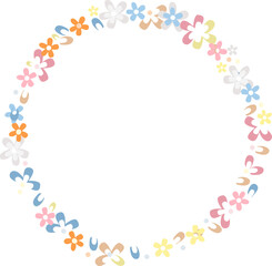 A circular floral wreath composed of small flowers, suitable for wedding, branding, and festive designs.