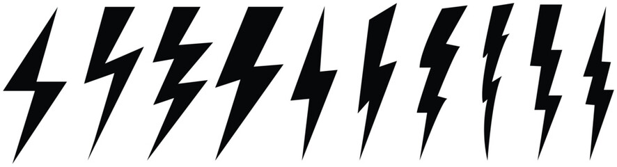 Lightning bolt icon set, high voltage sign collection, Energy and thunder electricity symbol concept, vector Illustration