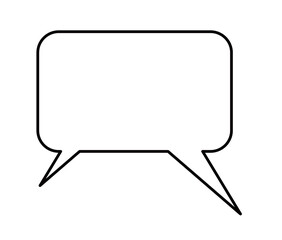 Line art of a Speech Bubble with square shape for decorating conversations and dialogues.