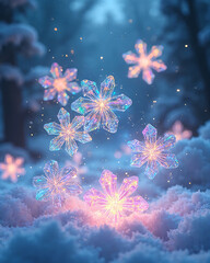 Rainbow Crystal Snowflakes