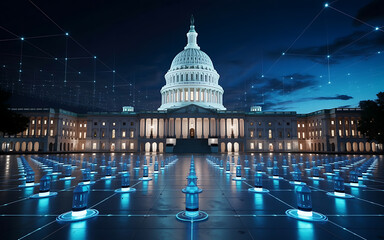 Capitol building washington dc with futuristic technology design