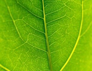 Obraz premium Close-up Leaf Vein Detail, Outdoor Sunlight