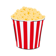 Bucket with popcorn in hand drawn style. Vector illustration isolated on white background