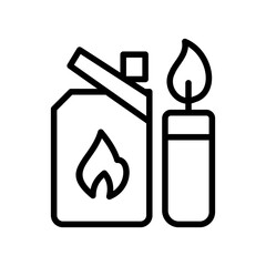 Matchstick & Lighter icon  or logo isolated sign symbol vector illustration - high quality black style vector icons
