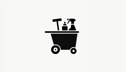 Cleaning cart with supplies illustrating sanitation and maintenance concept