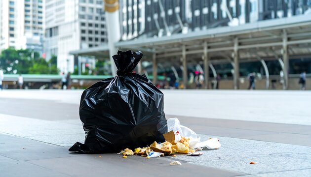 Urban garbage on sidewalk