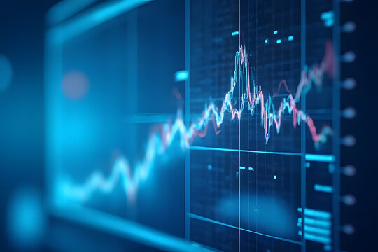 Dynamic financial chart showing market trends with red and white indicators