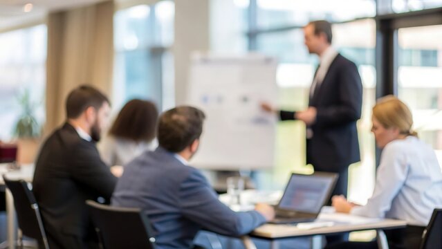 Business professionals in conference room — engaging in training and strategic planning session