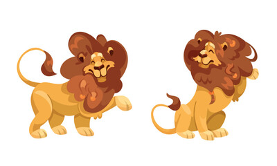 A lively collection of playful cartoon lions in bright colors that capture attention and joy