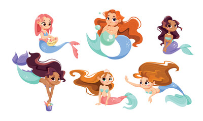 Explore the Charming Underwater World of Mermaids Depicted in Vibrant Colorful Styles