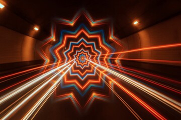 トンネルに広がる光のトリッピー模様