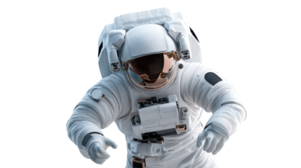 Astronaut in Space: An astronaut, clad in a pristine white spacesuit, floats weightlessly in the inky blackness of space, a beacon of human exploration and cosmic wonder.