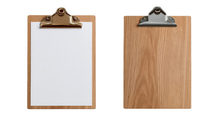 Wooden Clipboard Duo: A pair of wooden clipboards, presented from two different angles, perfect for various projects. These clipboards epitomize utility and design.