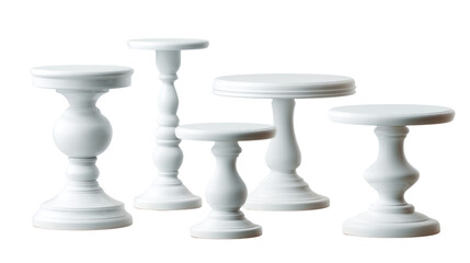 Elegant Pedestal Collection: A set of pristine, all-white pedestals of various designs, standing proudly as a symbol of style and sophistication.